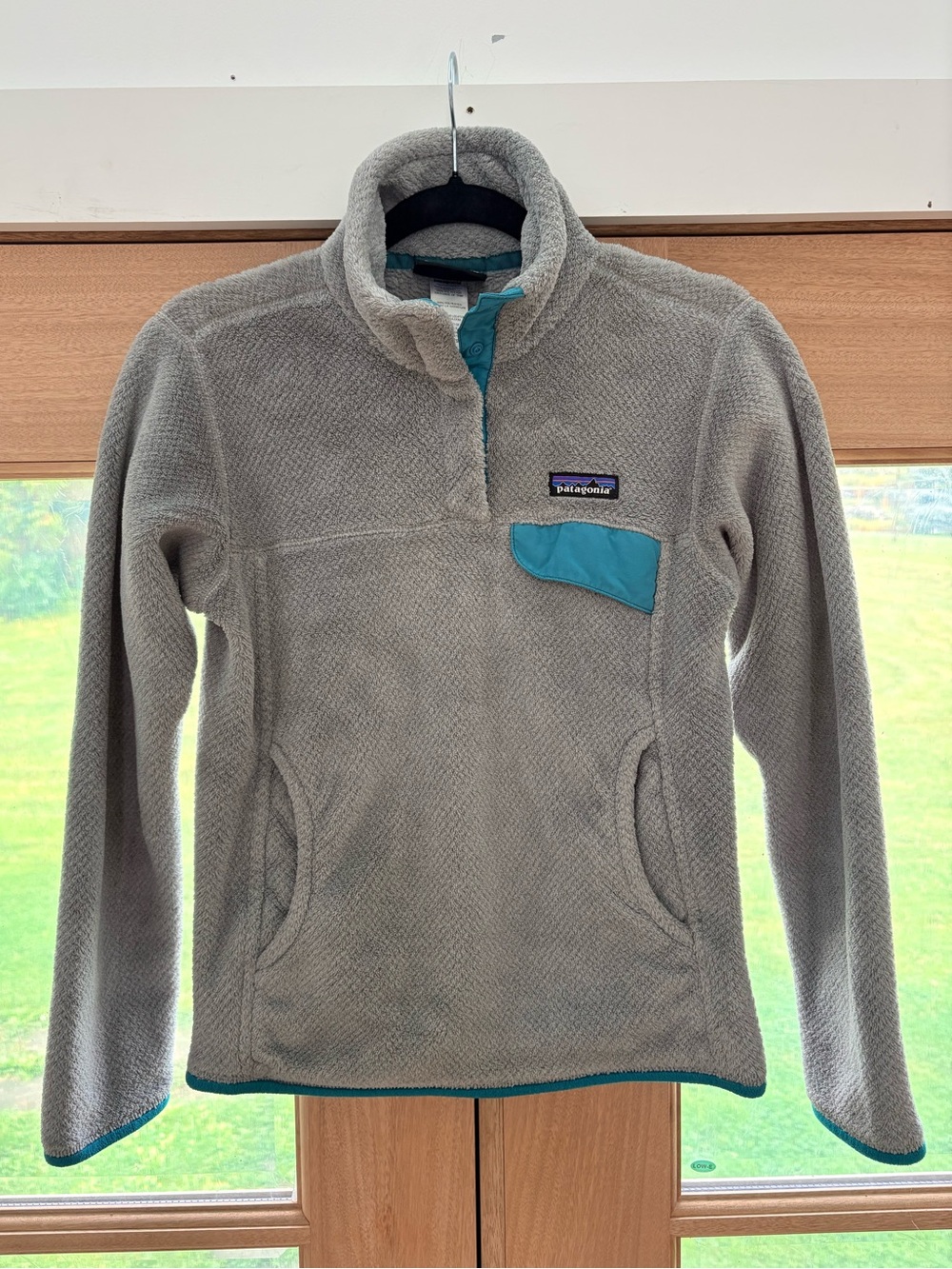 Patagonia Re-Tool Snap-T Pullover fleece w Teal Trim Size Small
